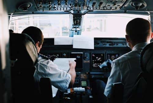 Piloten während eines Panama Flug
